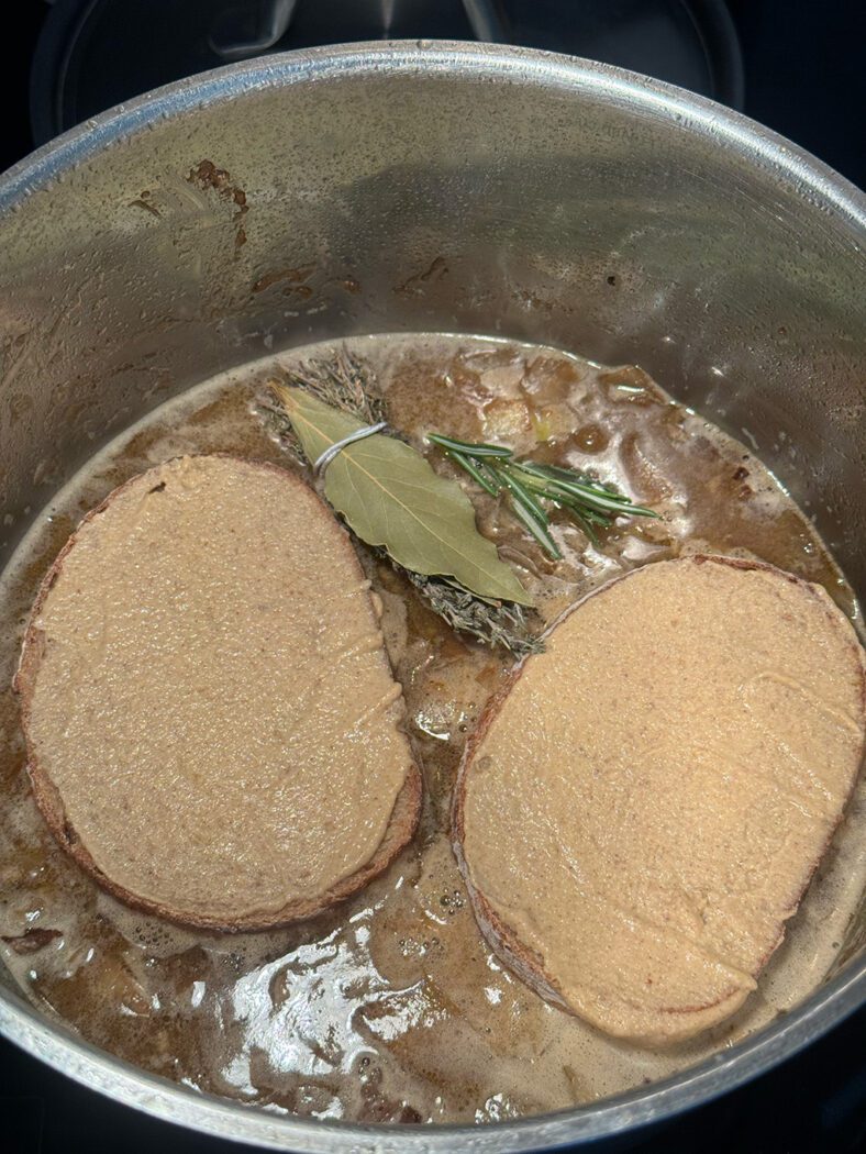 Carbonnade Flamande simmering on the stove