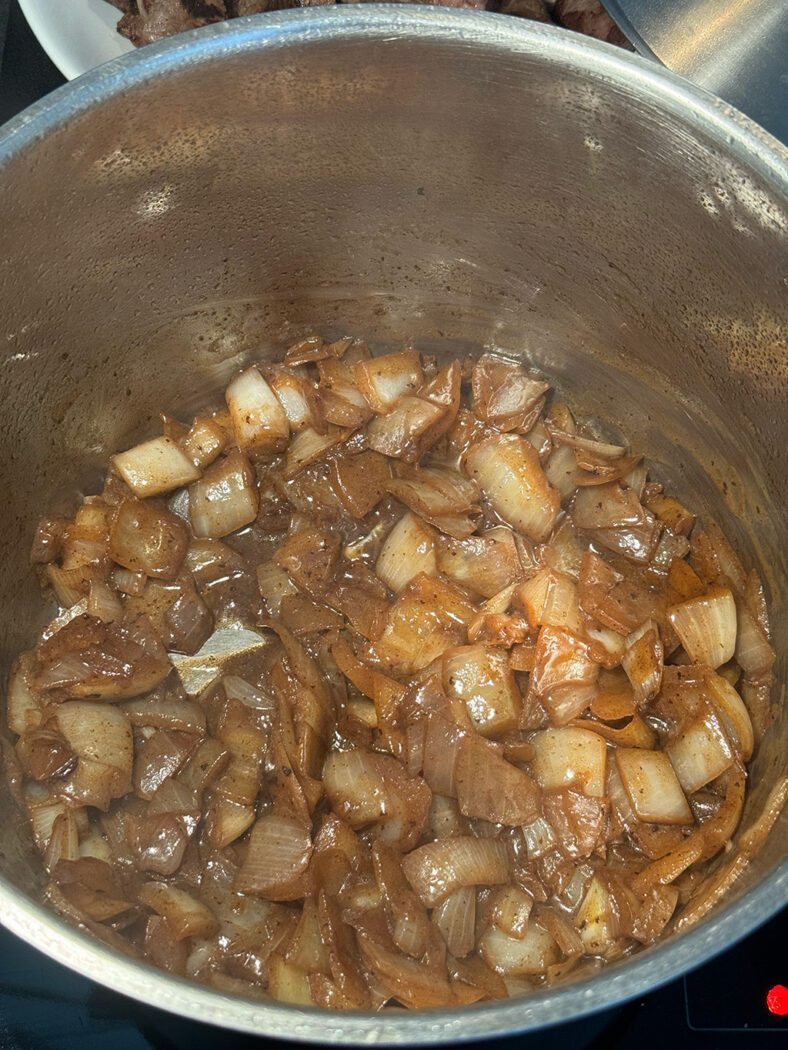 Onions caramelizing