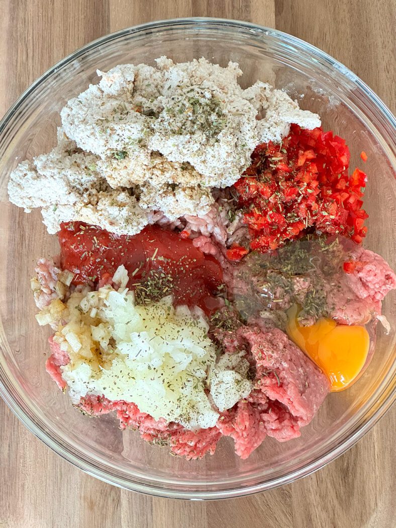 Meatloaf ingredients in a bowl
